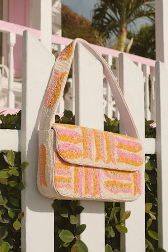 Scylla Ivory Multi Print Beaded Shoulder Bag 1