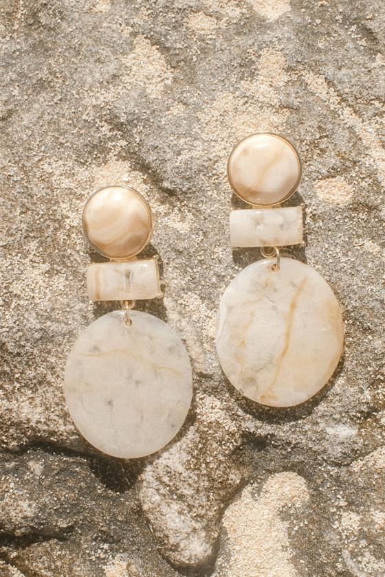 Madeley Ivory Stone Statement Earrings 1