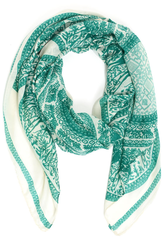 Cute Deer Print Scarf Green Scarf Cream Scarf 13.00 Lulus