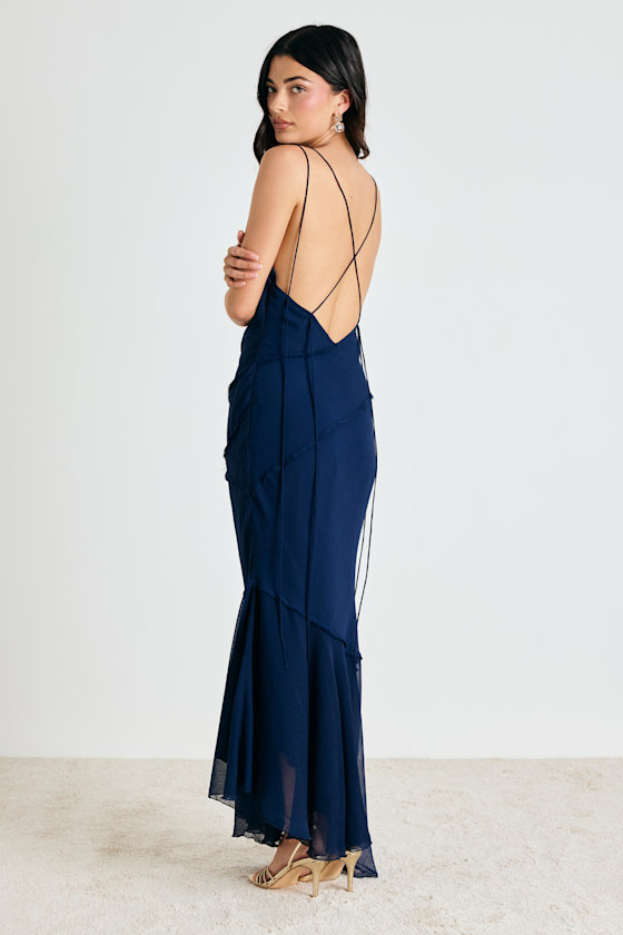 Lanista Navy Strappy Asymmetrical Maxi Dress - thumbnail 3