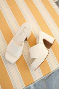 Drexel White Platform Slide Sandals 1