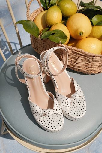 Rosamond White Polka Dot Knotted Platform High Heel Sandals 1