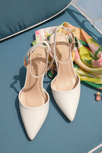 Embley White Pointed-Toe Ankle Strap Pumps 1
