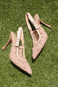 Bri Blush Mesh Ribbon Pointed-Toe Slingback Pumps 1