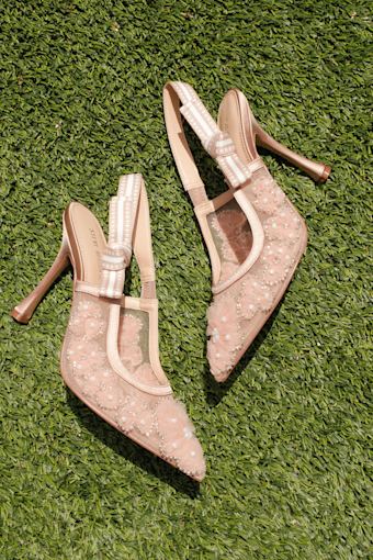 Bri Blush Mesh Ribbon Pointed-Toe Slingback Pumps 1