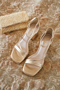 Antinea Gold Metallic Platform Ankle Strap High Heel Sandals 1