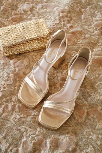 Antinea Gold Metallic Platform Ankle Strap High Heel Sandals 1