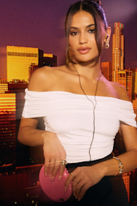 Jarena White Ruched Off-the-Shoulder Top 1
