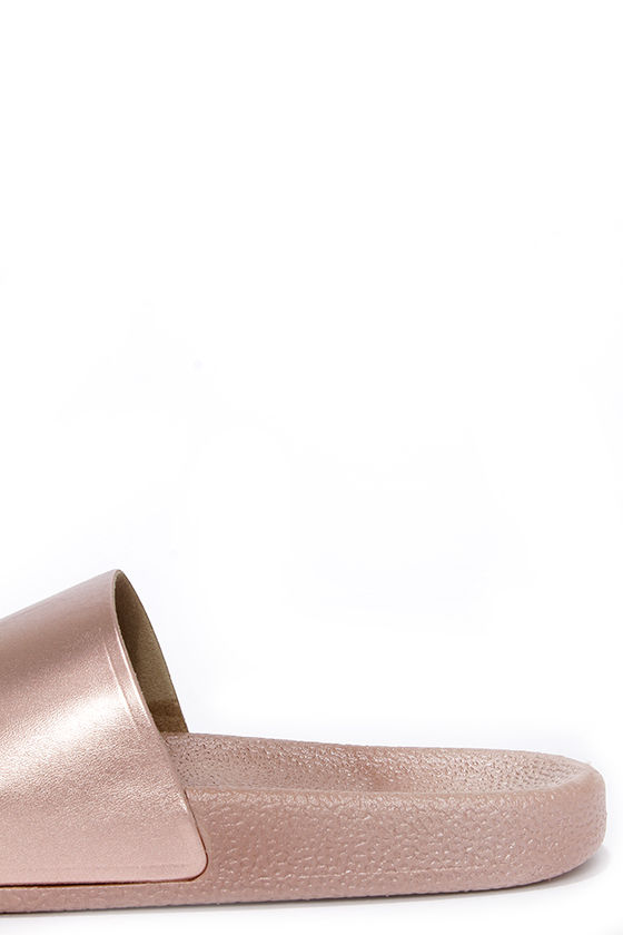 rose gold slide on sandals