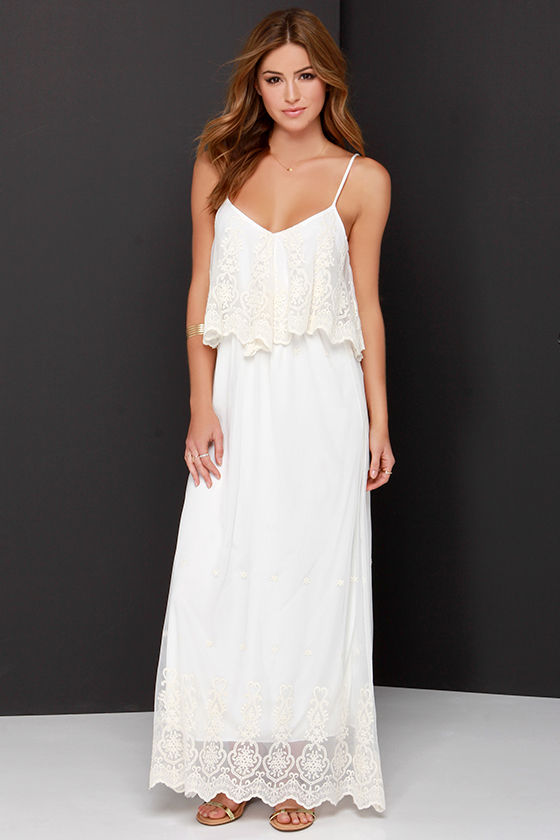 cream colored maxi dress