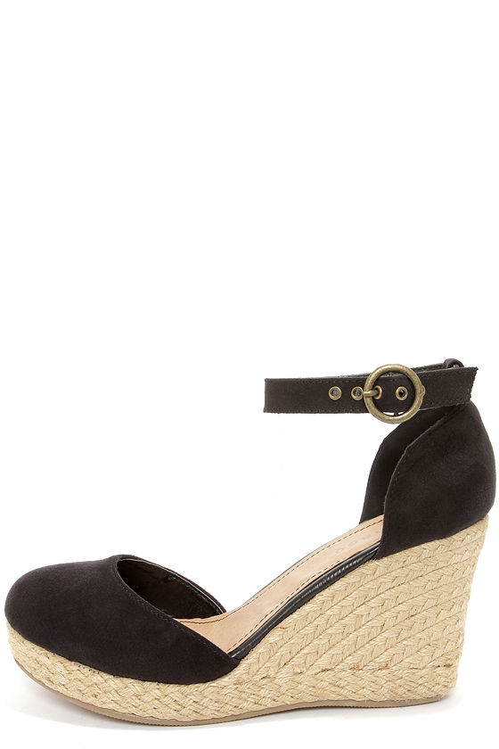 black espadrille platform wedges