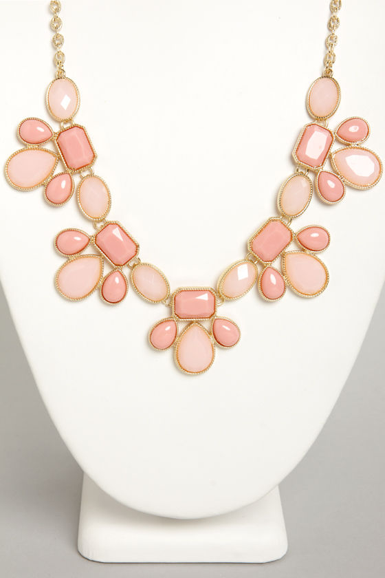 Peach Necklace Statement Necklace 16.00 Lulus