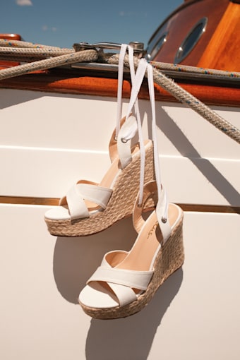 Esme White Lace-Up Espadrille Wedges 1