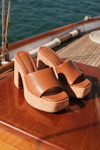 Drexel Brown Platform Slide Sandals 1