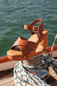 Yanni Tan Wooden Platform Ankle Strap Sandals 1