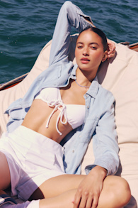 Daily Vibe Light Blue Chambray Long Sleeve Button-Up Top 6