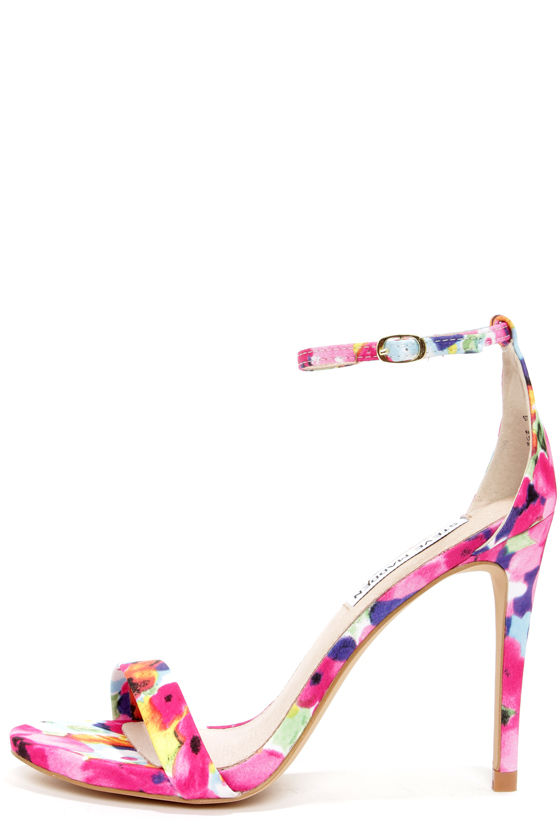 Steve Madden Stecy Floral Print Ankle Strap Heels 1