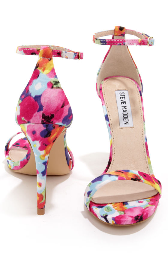 Steve Madden Stecy Floral Print Ankle Strap Heels 1