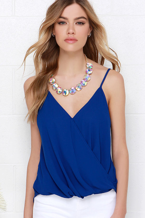 Cute Royal Blue Top Tank Top Sleeveless Top 34.00
