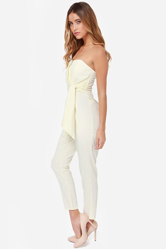 cream strapless jumpsuit