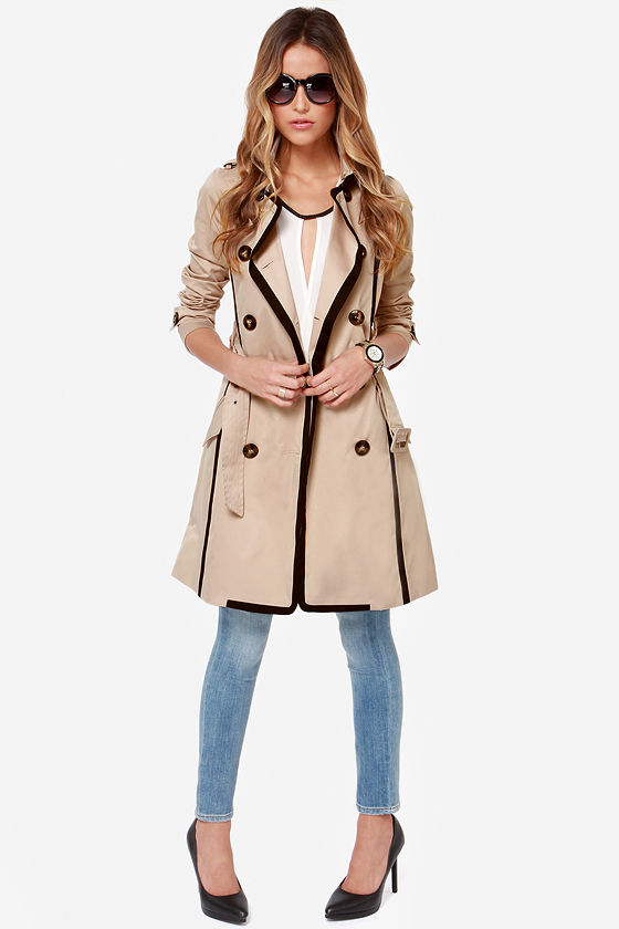 Cool Beige Coat - Black and Beige Coat - Trench Coat