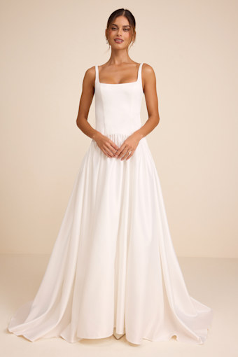 Ellington White Satin Belted Drop Waist Maxi Dress 6