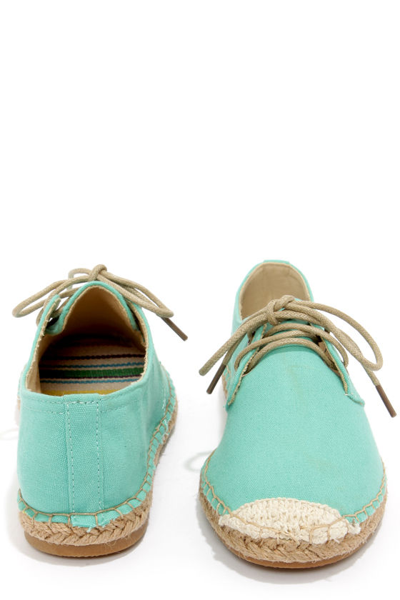 Casual Mint Shoes - Mint Flats - Lace-Up Flats - Espadrille Flats - $25.00