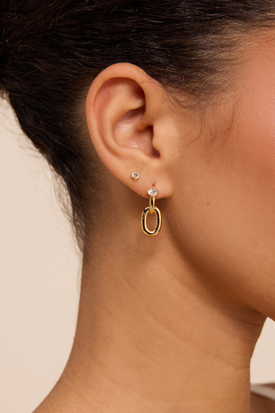 Sabelle 14KT Gold Rhinestone Earrings 1
