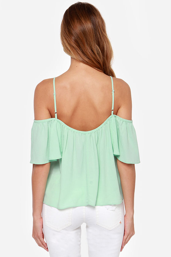 Cute Mint Top OfftheShoulder Top Mint Green Shirt 43.00