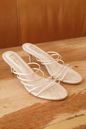 Naomi Natural Snake Strappy Low Heel Slide Sandals 1