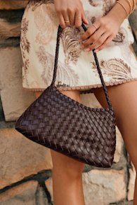 Lilijana Dark Brown Woven Shoulder Bag 1