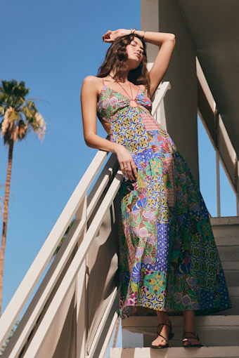 Monica Multi Print Tie-Front Maxi Dress 1