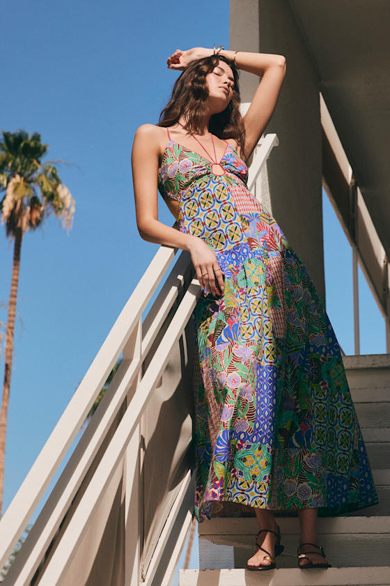 Monica Multi Print Tie-Front Maxi Dress 1