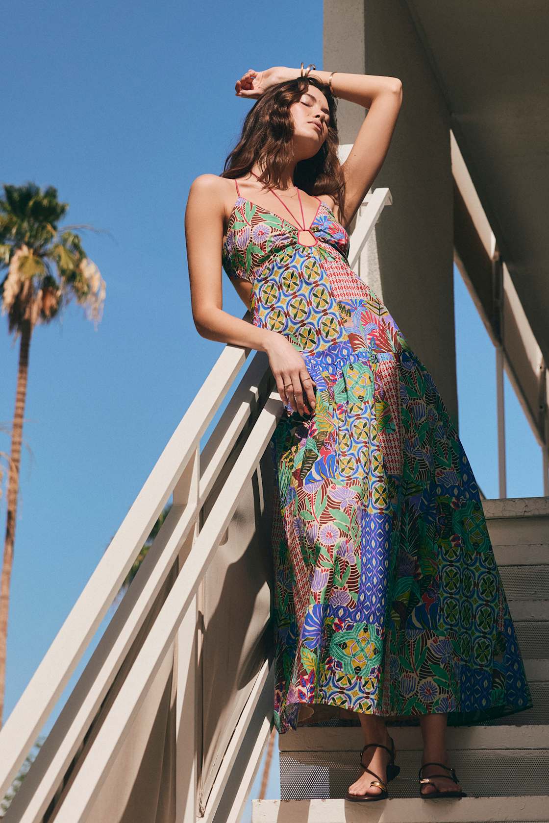 Monica Multi Print Tie-Front Maxi Dress 1
