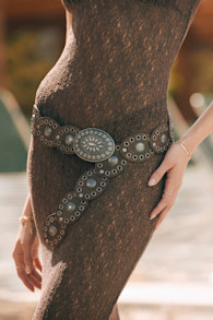 Zella Brown Chunky Concho Belt 1