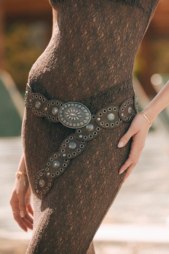 Zella Brown Chunky Concho Belt 1