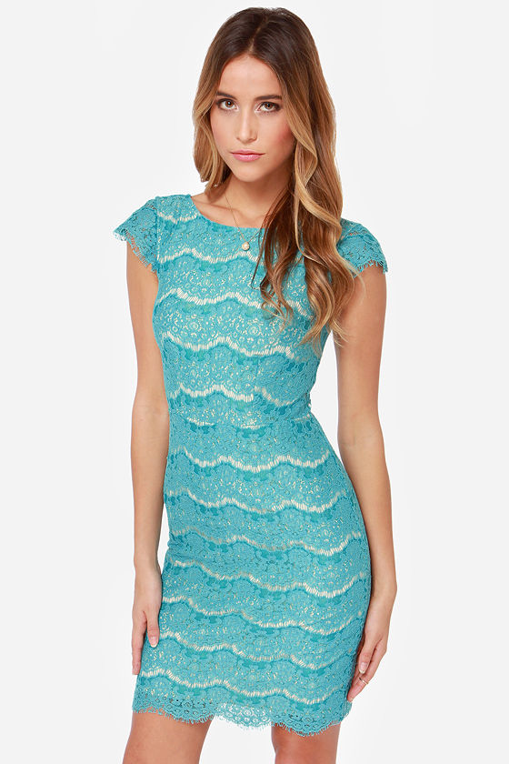 turquoise lace dress