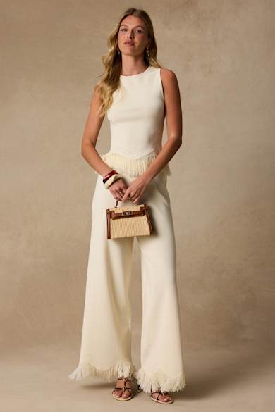white flowy dress pants That Time Of Year Tiered Flowy Pants (White)