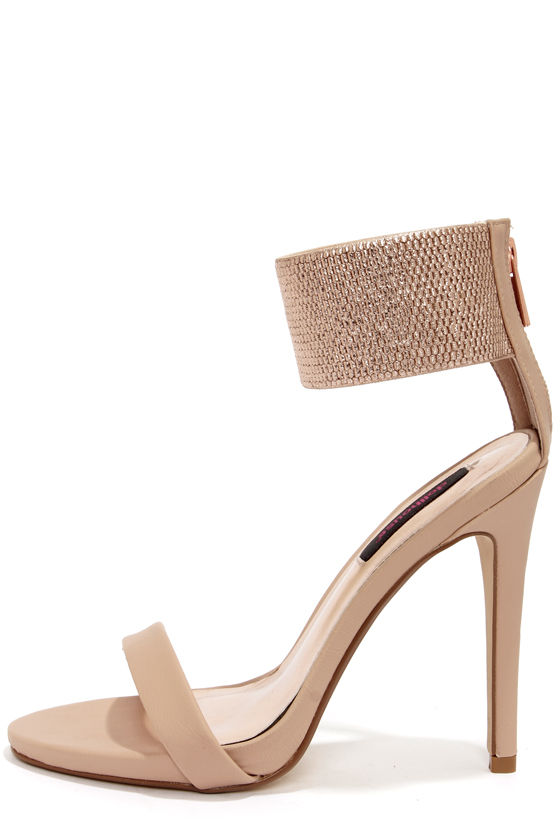 Cute Blush Heels - Metallic Heels - Single Strap Heels - $34.00 - Lulus