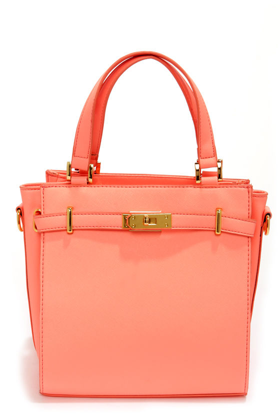 Cute Neon Coral Purse Vegan Leather Purse Pink Purse 43.00
