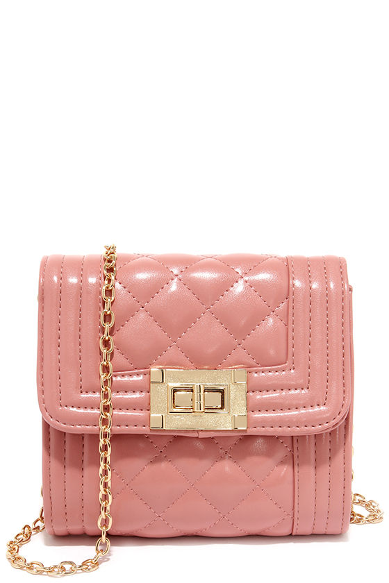 Chic Blush Pink Purse - Quilted Purse - Gold Chain Purse - $31.00