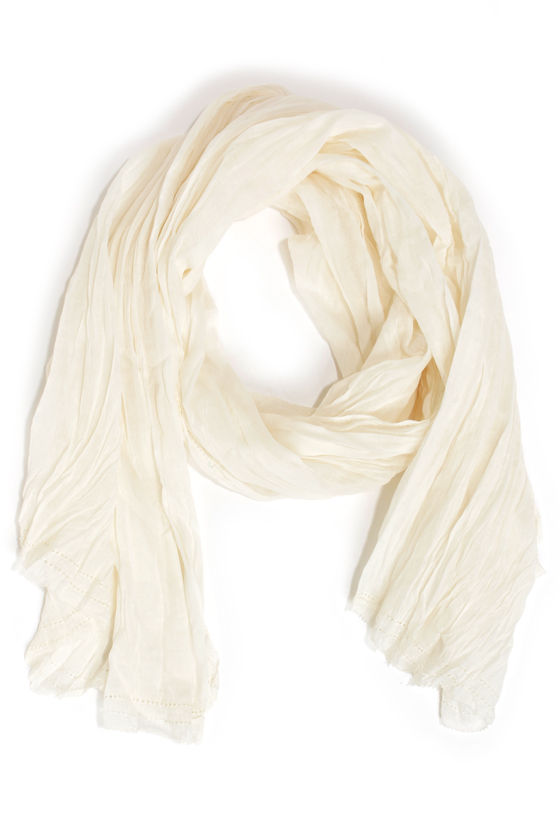 Pretty Cream Scarf Boho Scarf 22.00 Lulus