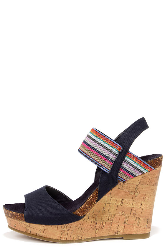 navy wedge trainers womens