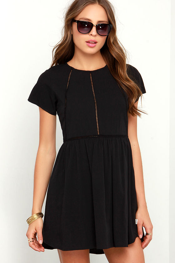 Cute Washed Black Dress - Embroidered Dress - $71.00 - Lulus