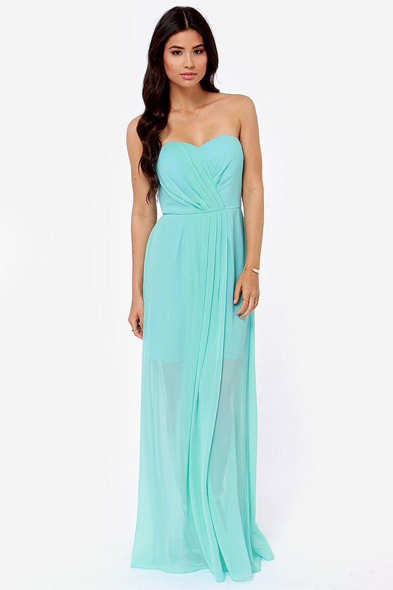 Beautiful Aqua Dress - Strapless Dress - Prom Dress - Bridesmaid Dress ...