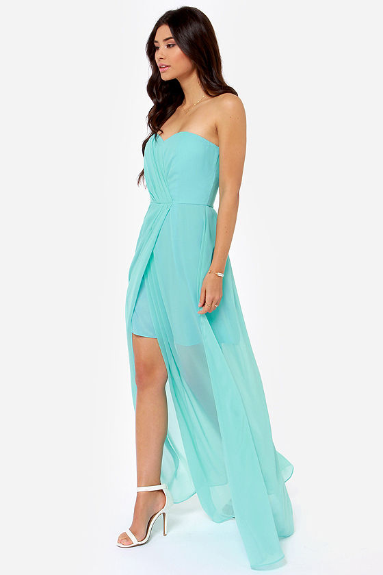 Beautiful Aqua Dress Strapless Dress Prom Dress Bridesmaid Dress