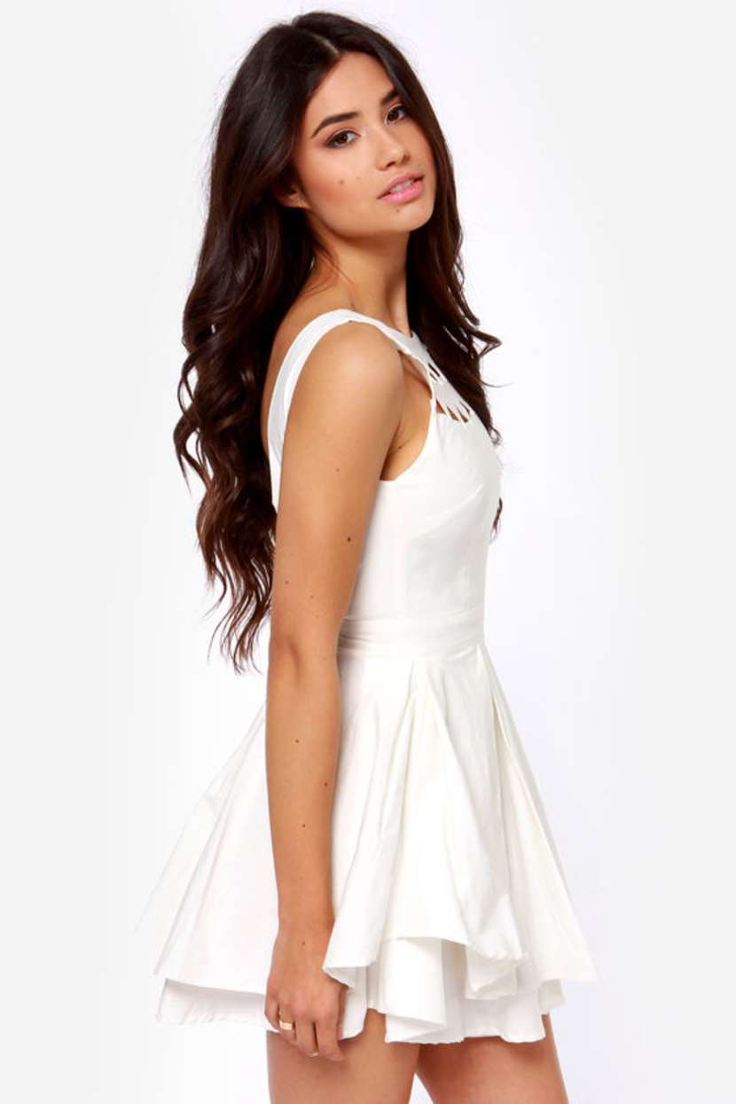 Pretty Ivory Dress - Cutout Dress - Backless Dress - Skater Dress - $79.00  - Lulus