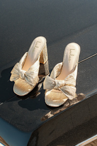 Dorothea Gold Knotted High Heel Sandals 1