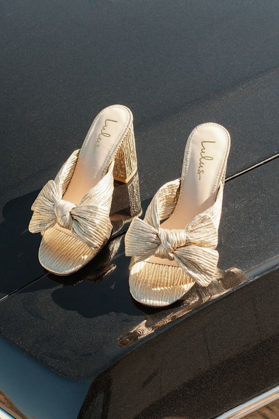 Dorothea Gold Knotted High Heel Sandals 1