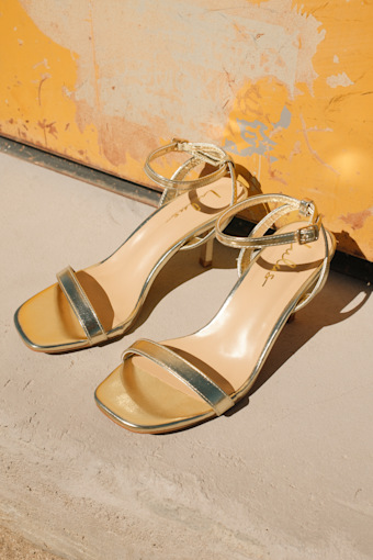 Ensley Gold Kitten Heel Ankle Strap Sandals 1